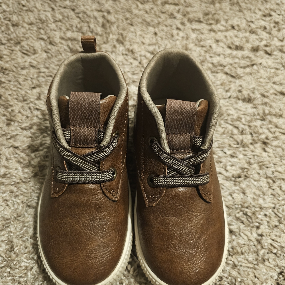 Carter's Brown Leather Boots with Lace-Up Design